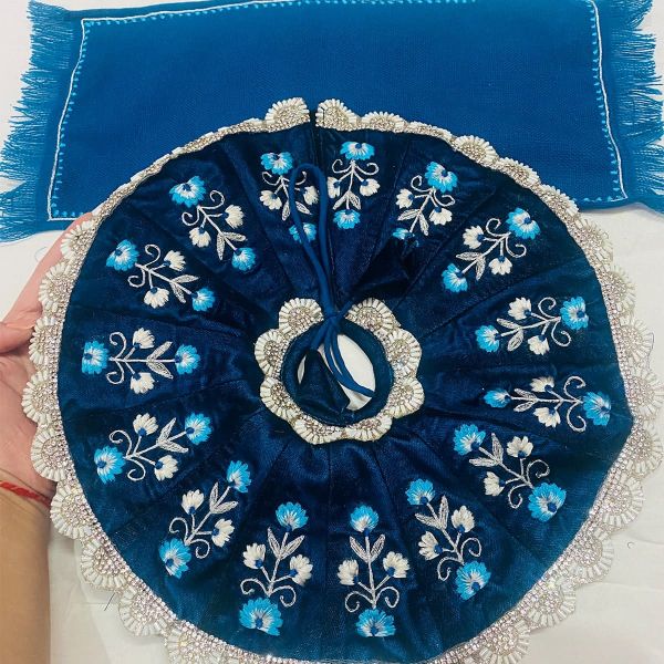 Blue color velvet dress for laddu gopal ji
