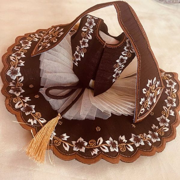 Brown Embroidery Dress for Laddu Gopal