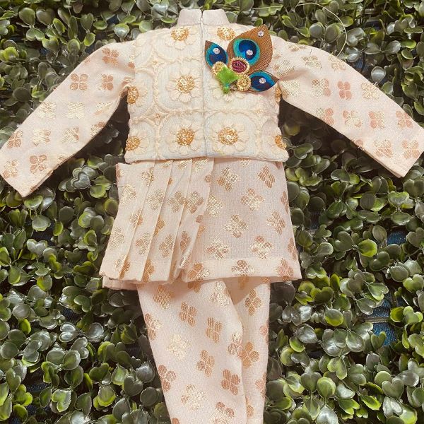 Cream color indo western style dress for Radha krishna 