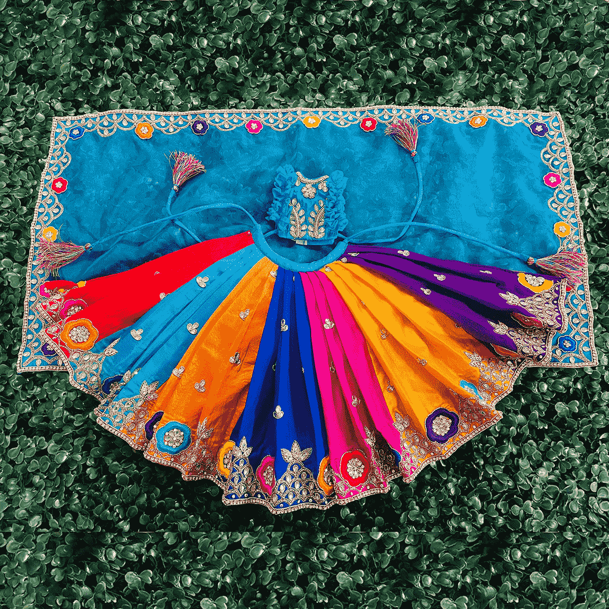 Multi Color Embroidery Dress for Mata Rani