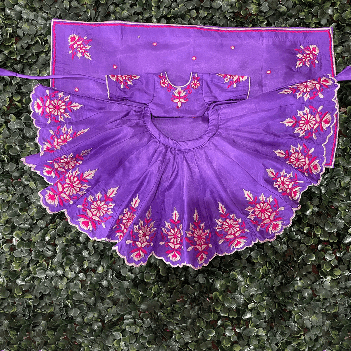 Purple Embroidery Dress for Mata Rani