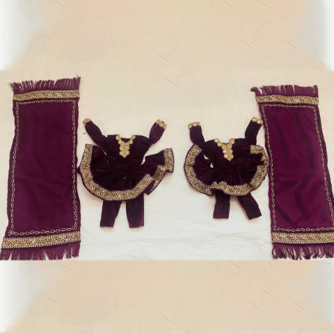 Purple Color velvet Embroidery Dress For GN