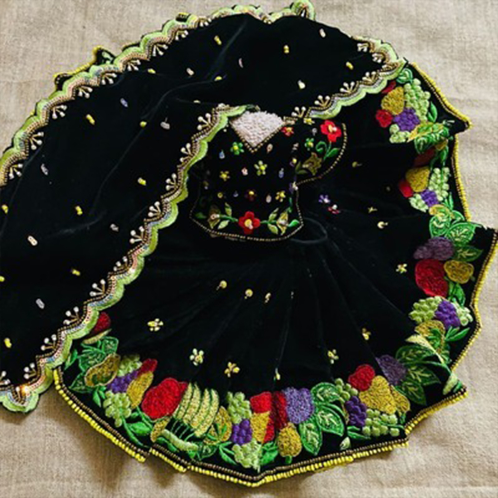 Colorful Fruit Embroidery Black Laddu Gopal Dress