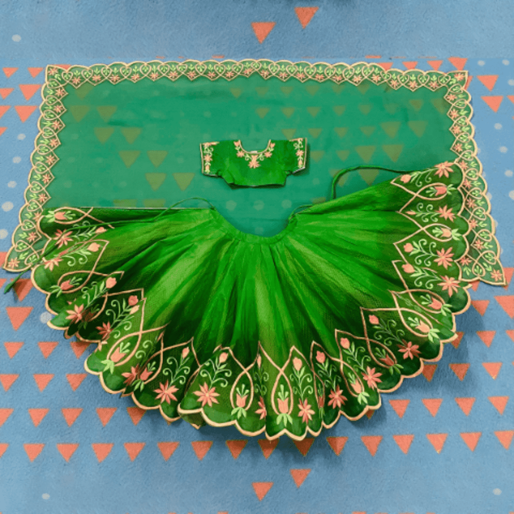 Green Embroidery Dress for Mata Rani