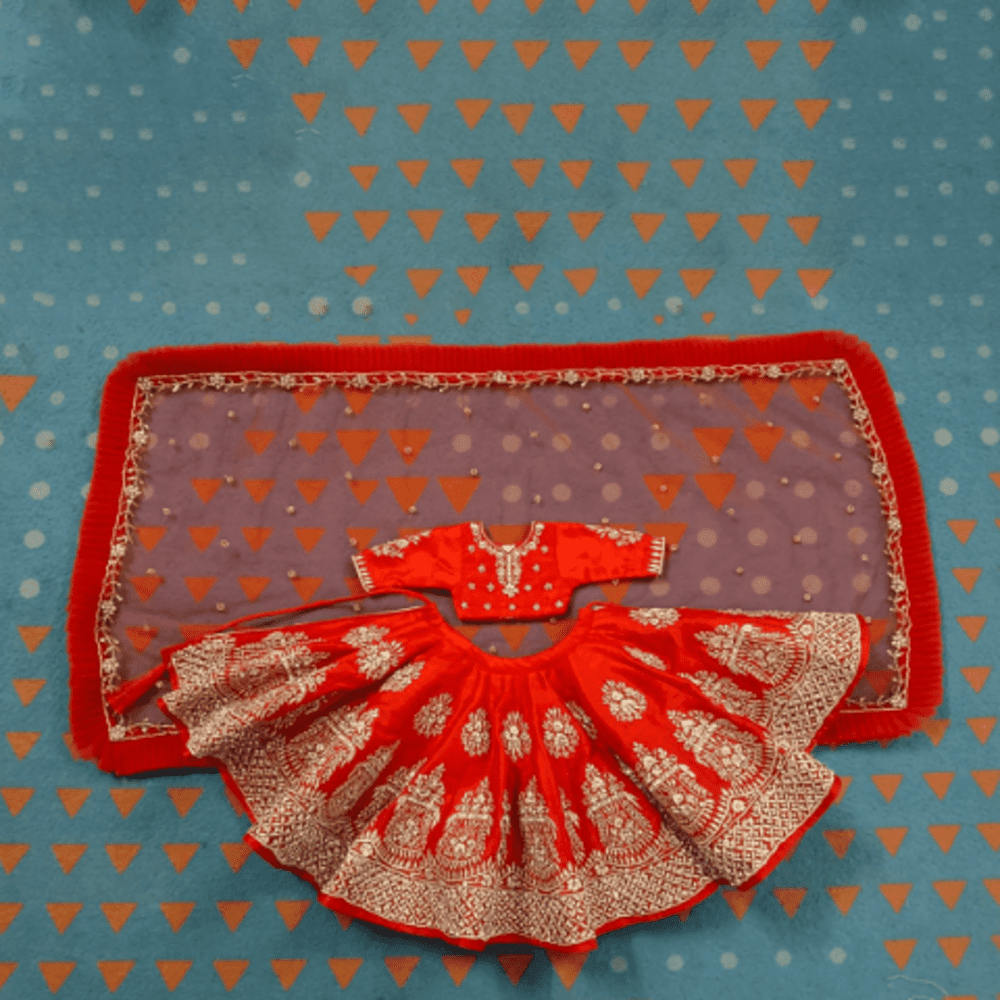 Red Zari Work Dress for Mata Rani
