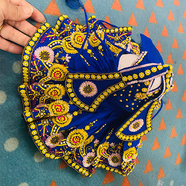 Blue Color Embroidery Dress For Laddu Gopal