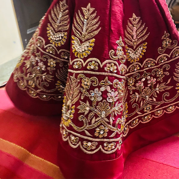 Marron Embroidery For Radha Krishna 
