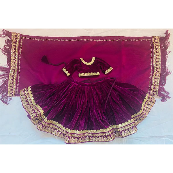 Purpal Color Embroidery Dress For Radha Krishna                                 