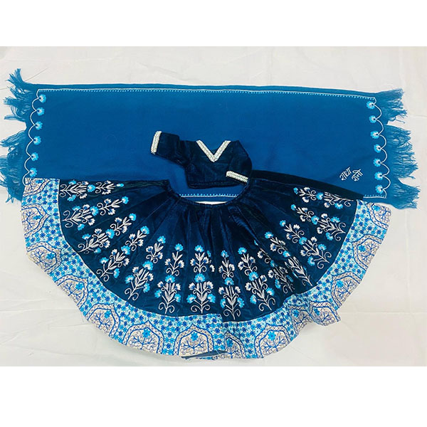 Blue Color Embroidery Dress For Radha Krishna                                 