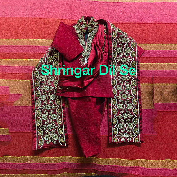 Dark Maroon  Color Embroidery Dress For Radha Krishna                                 
