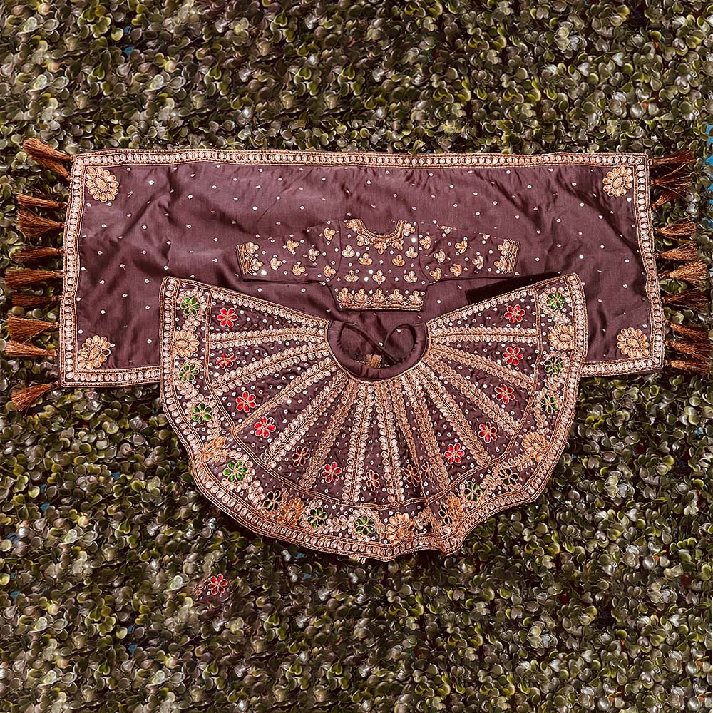 Brown Embroidery Dress for Mata Rani