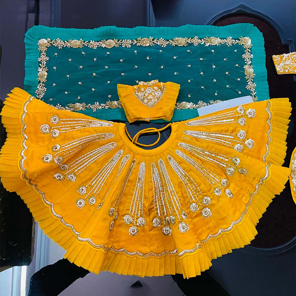 Yellow Embroidery Dress for Mata Rani