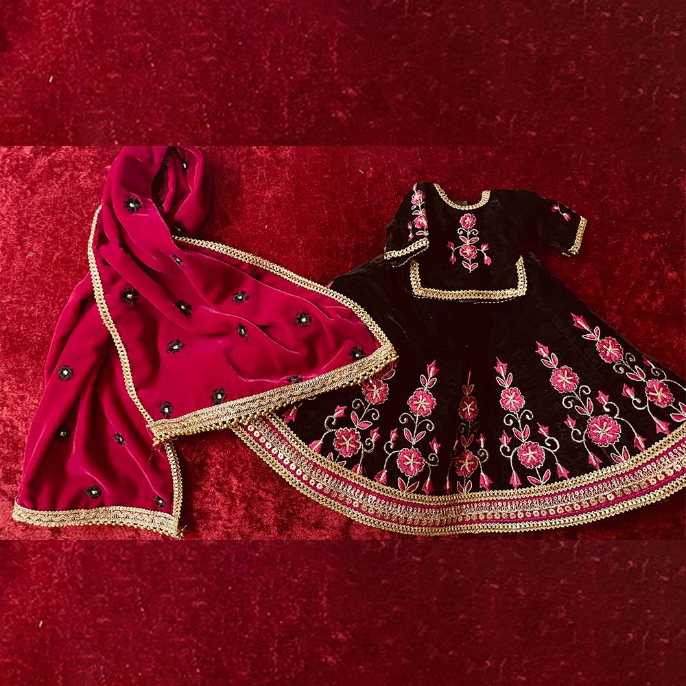 Black Embroidery Dress for Mata Rani