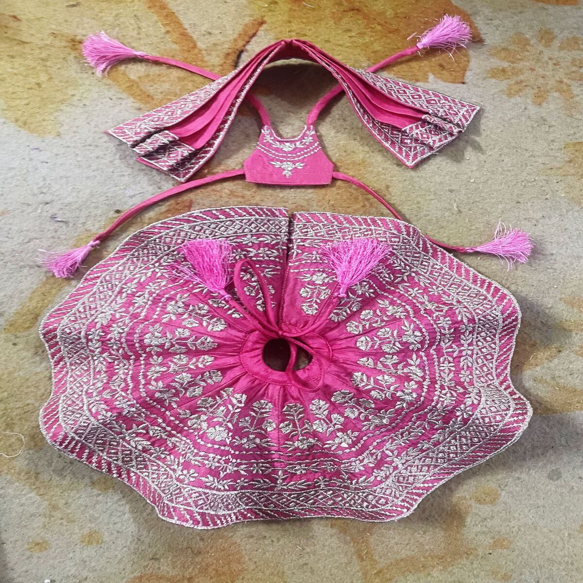 Pink Zari Work Dress For Laddu Gopal Ji