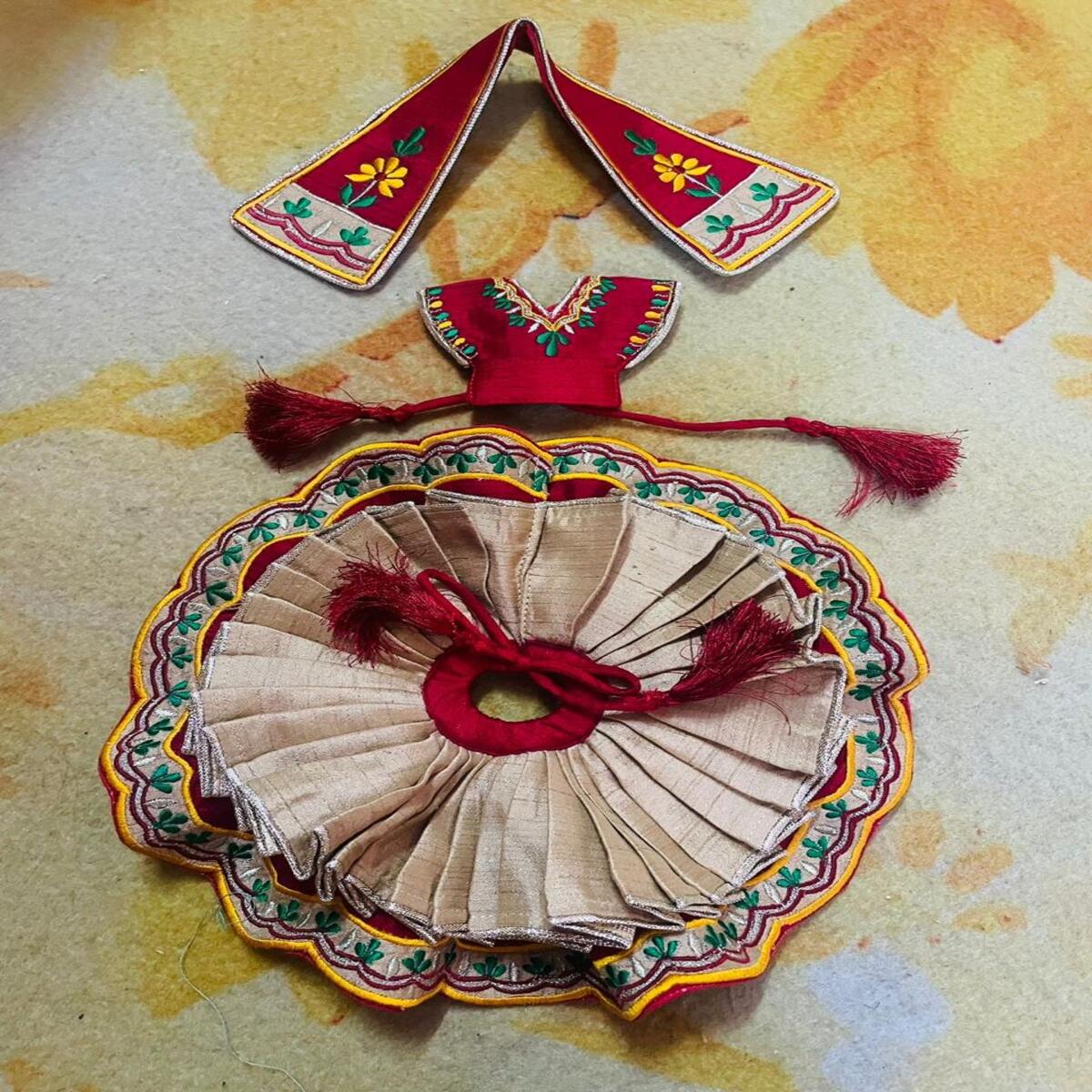 Maroon Color Two Layer Dress For Laddu Gopal Ji