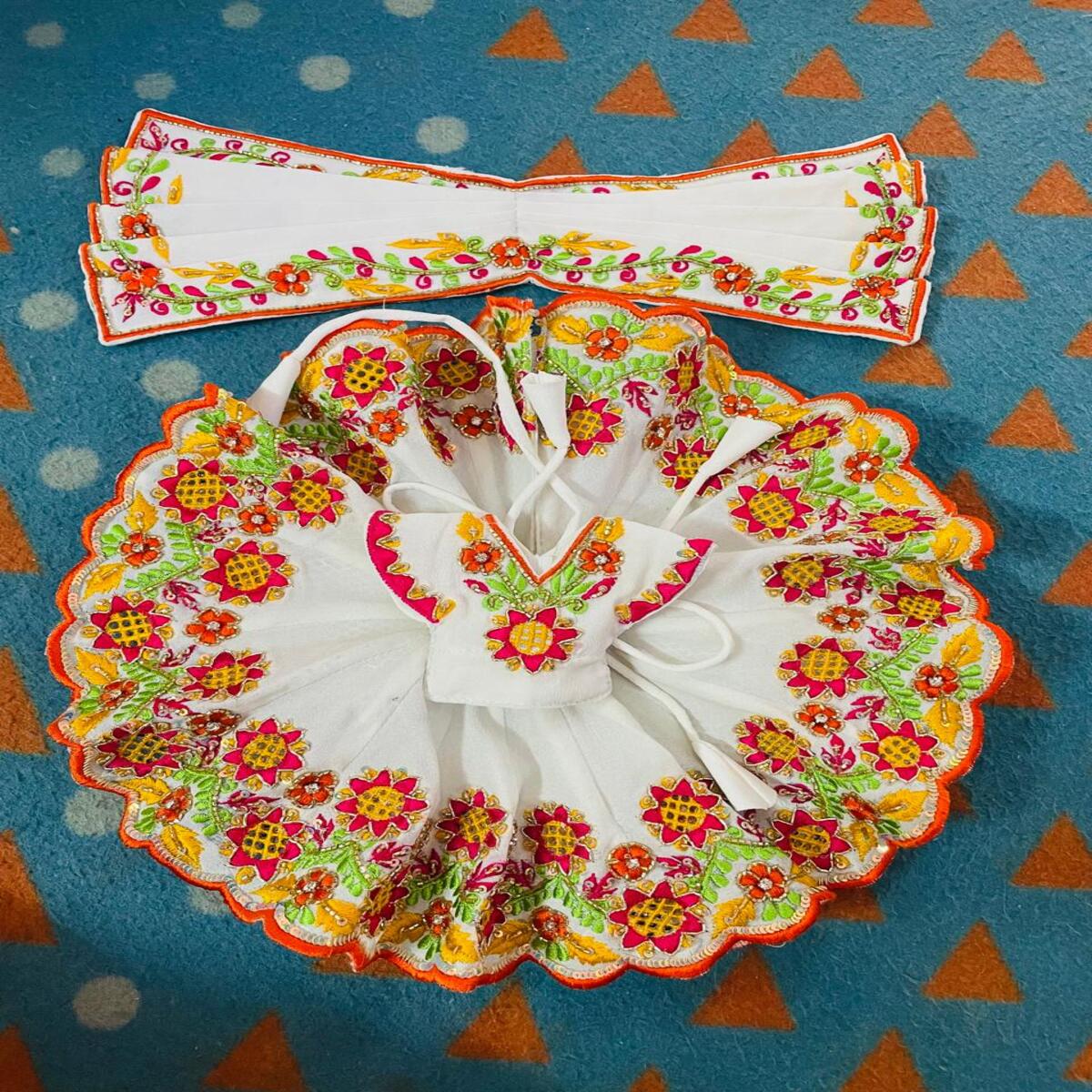 White Color Iron Work Dress For Laddu Gopal Ji